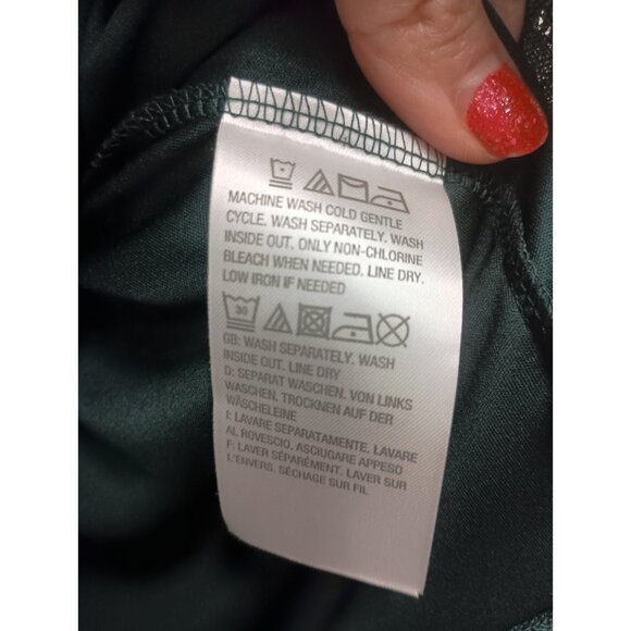 Isaac Mizrahi Live Womens BOHO Blouse 1X Dark Green Lace Bell Sleeve Whimsygoth - Picture 5 of 8